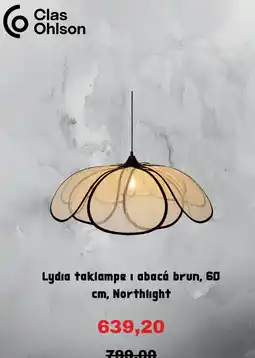 Clas Ohlson Clas Ohlson Lydia taklampe i abacá brun tilbud