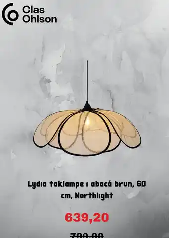 Clas Ohlson Lydia taklampe i abacá brun