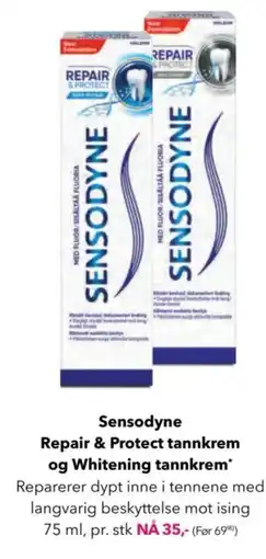 Apotek 1 Sensodyne Repair & Protect tannkrem og Whitening tannkrem tilbud