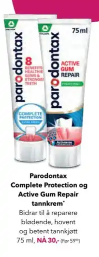 Apotek 1 Parodontax Complete Protection og Active Gum Repair tannkrem tilbud