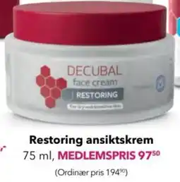 Apotek 1 Decubal Restoring ansiktskrem tilbud
