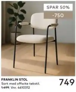 Skeidar Franklin stol tilbud