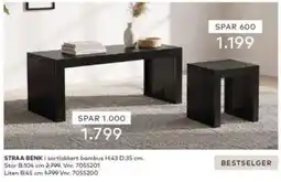 Skeidar Straa benk i sortlakkert bambus tilbud