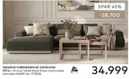 Skeidar Sagrado hjørnesofa m/ sjeselong tilbud
