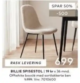 Skeidar Billie spisestol tilbud