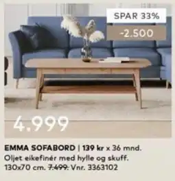 Skeidar Emma sofabord tilbud
