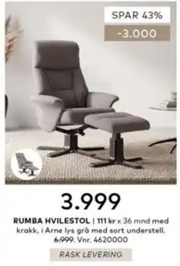 Skeidar Rumba hvilestol tilbud