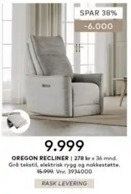Skeidar Oregon recliner tilbud