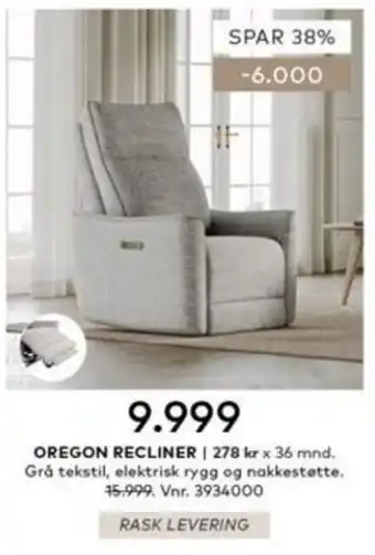 Skeidar Oregon recliner tilbud