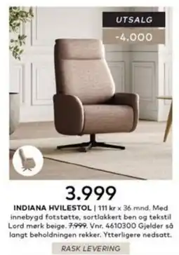 Skeidar Indiana hvilestol tilbud