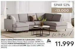 Skeidar Oslo u-sofa åpen ende og sjeselong tilbud