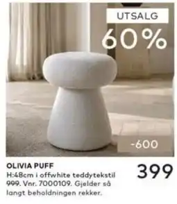 Skeidar Olivia puff tilbud