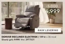 Skeidar Denver recliner elektrisk tilbud
