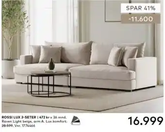 Skeidar Rossi Lux 3-seter tilbud