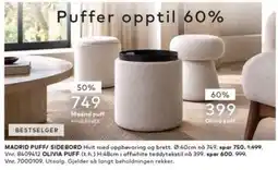 Skeidar Madrid puff med brett tilbud