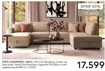 Skeidar CATS U-SOVESOFA tilbud