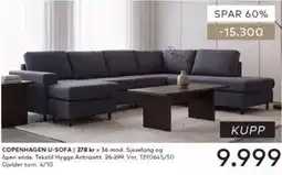 Skeidar Copenhagen u-sofa tilbud