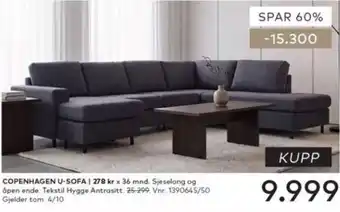 Skeidar Copenhagen u-sofa tilbud