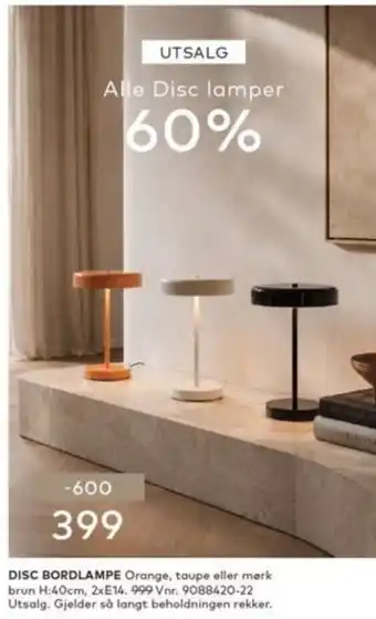 Skeidar Disc bordlampe tilbud