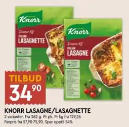 Coop Mega Knorr Lasagne/Lasagnette tilbud