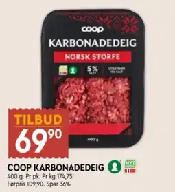 Coop Mega Coop karbonadeig tilbud