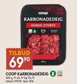Coop Mega COOP KARBONADEDEIG tilbud