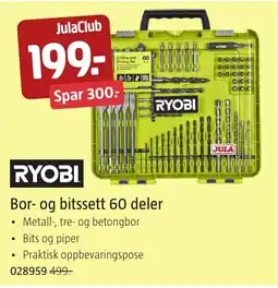 Jula Ryobi bor- og bitssett 60 deler tilbud