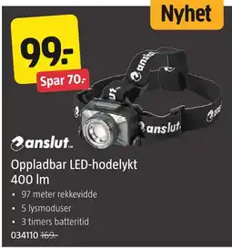 Jula anslut Oppladbar LED-hodelykt tilbud