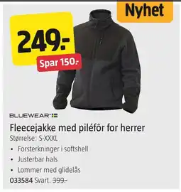 Jula Bluewear Fleecejakke med piléfôr for herrer tilbud