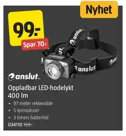 Jula Oppladbar LED-hodelykt 400 lm tilbud