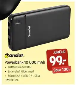 Jula Powerbank 10 000 mAh, Medlemspris tilbud