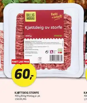 Bunnpris KJØTTDEIG STORFE tilbud