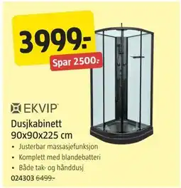 Jula Dusjkabinett 90x90x225 cm tilbud