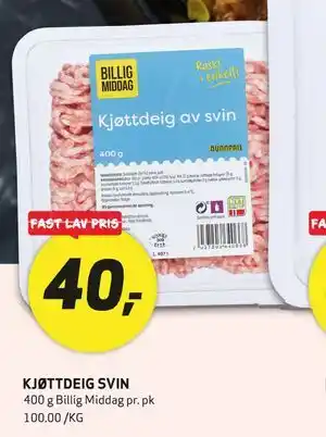 Bunnpris KJØTTDEIG SVIN tilbud