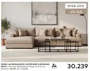 Skeidar ROSSI LUX MODULSOFA 3-SETER MED SJESELONG tilbud