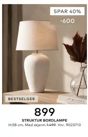 Skeidar STRUKTUR BORDLAMPE tilbud