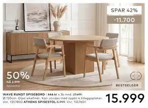 Skeidar WAVE RUNDT SPISEBORD tilbud