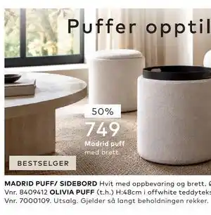 Skeidar MADRID PUFF/ SIDEBORD tilbud