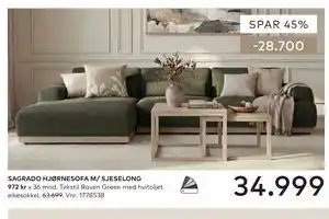 Skeidar SAGRADO HJØRNESOFA M/ SJESELONG tilbud