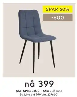 Skeidar ASTI SPISESTOL tilbud