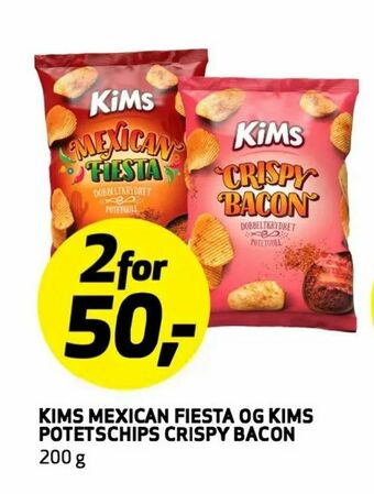 Bunnpris Kims mexican fiesta og kims potetschips crispy bacon tilbud