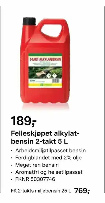 Felleskjøpet Felleskjøpet alkylat bensin 2-takt 5 L tilbud