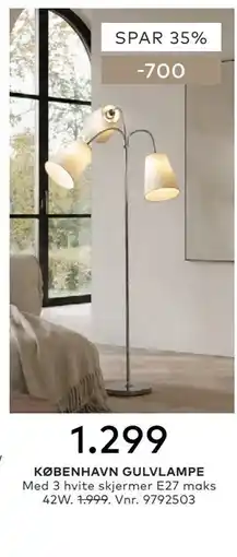 Skeidar KØBENHAVN GULVLAMPE tilbud