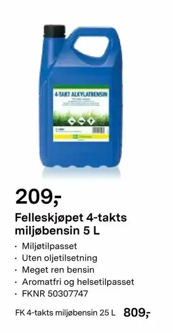 Felleskjøpet Felleskjøpet 4-takts miljøbensin 5 L tilbud