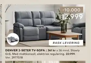 Skeidar DENVER 2-SETER TV-SOFA tilbud
