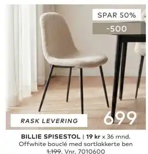 Skeidar BILLIE SPISESTOL tilbud