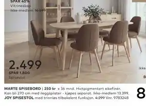 Skeidar JOY SPISESTOL tilbud