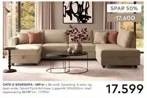 Skeidar CATS U-SOVESOFA tilbud