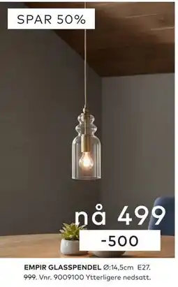 Skeidar EMPIR GLASSPENDEL tilbud
