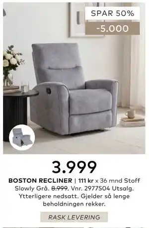 Skeidar BOSTON RECLINER tilbud